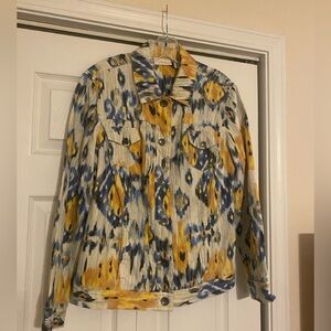 Chicos linen cotton blend jacket size 2